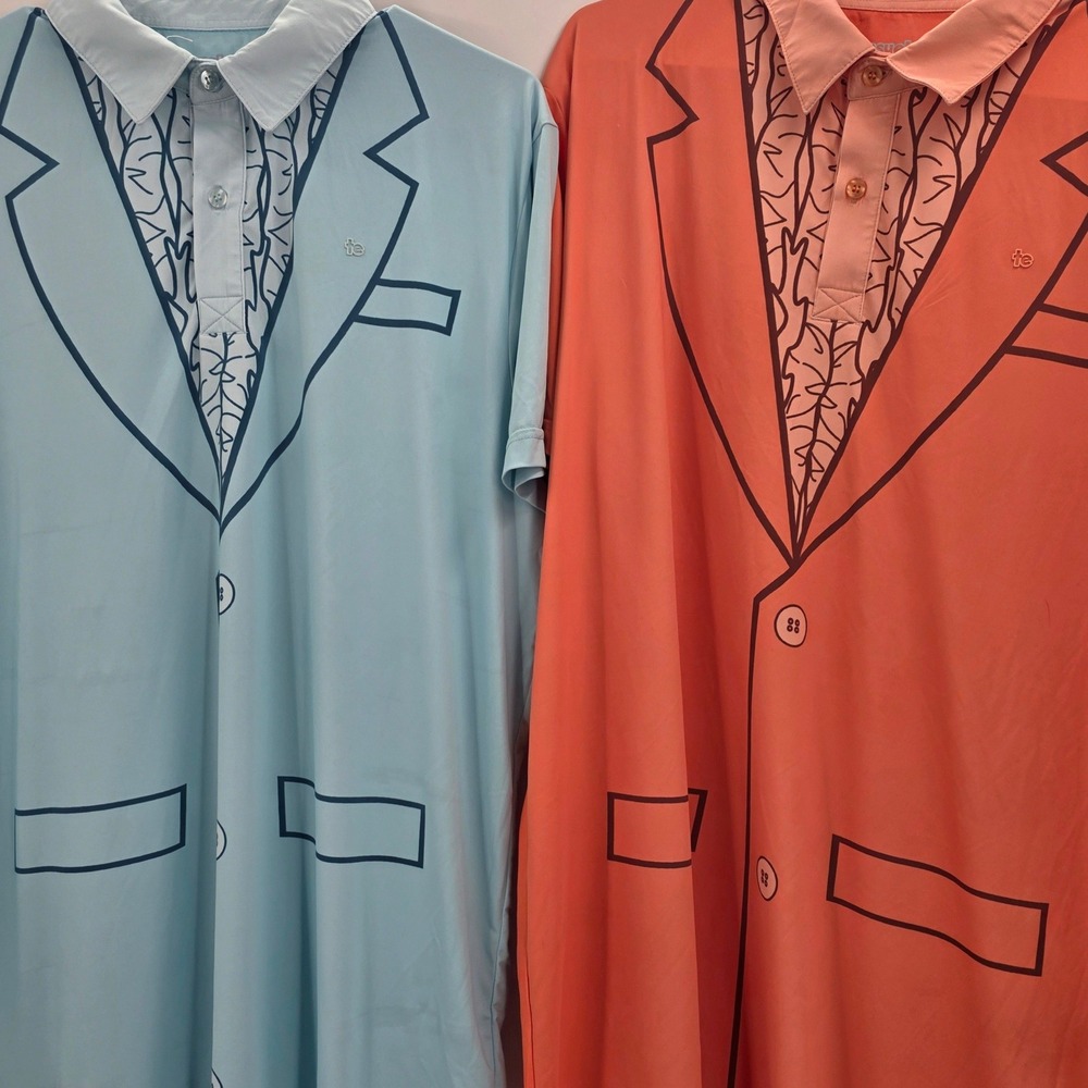 TIPSY ELVES DUMB & DUMBER GOLF POLO MENS XL & MEDIUM LLOYD HARRY ORANGE BLUE TUX